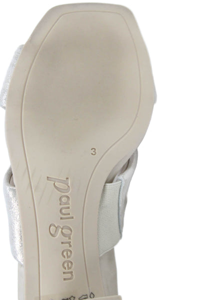 Paul Green Womens Metallic Crisscross Block Heels Mules Shoes Silver Size 5.5