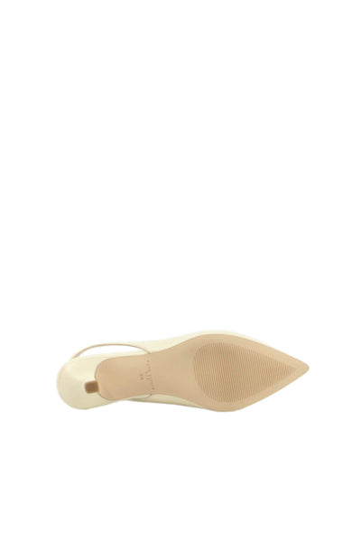 Marc Fisher Womens Leather Pointed Toe Slingback Kitten Heels Shoes Beige Sz 5M