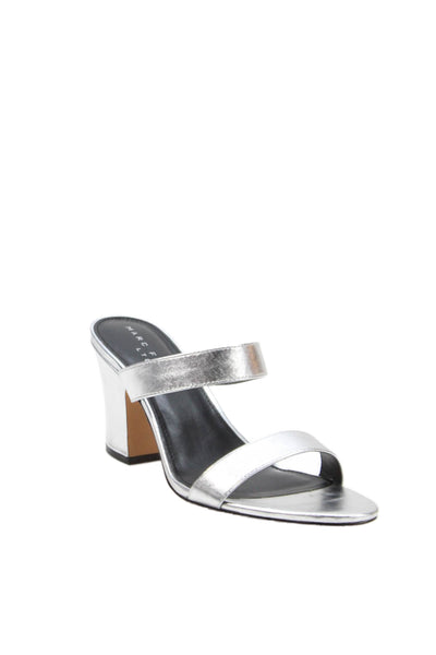 Marc Fisher Womens Leather Ltd Jessey Block Heels Shoes Silver Size 8M