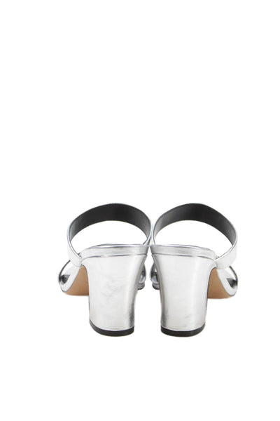 Marc Fisher Womens Leather Ltd Jessey Block Heels Shoes Silver Size 8M