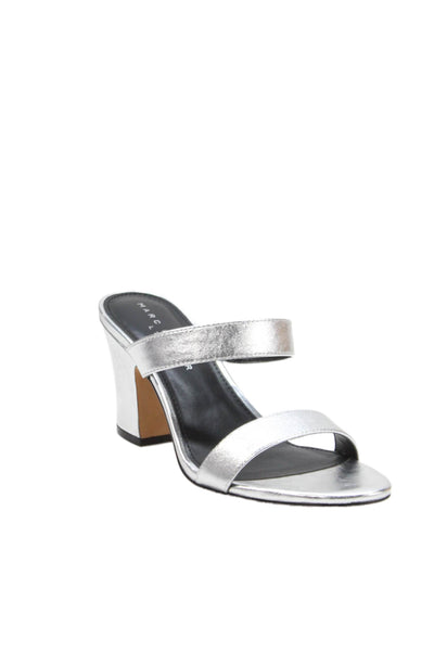 Marc Fisher Womens Leather Ltd Jessey Block Heels Shoes Silver Size 7M
