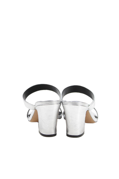 Marc Fisher Womens Leather Ltd Jessey Block Heels Shoes Silver Size 7M