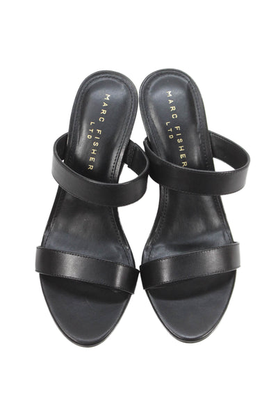 Marc Fisher Womens Leather Ltd Jessey Block Heels Shoes Black Size 7M