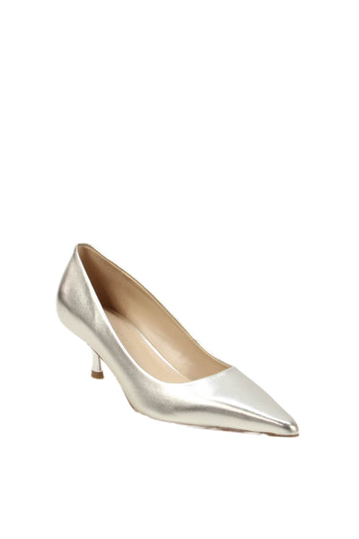 Marc Fisher Womens Leather Ltd Pointed Toe Kitten Heels Pumps Shoes Gold Size 6M