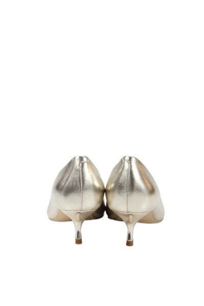 Marc Fisher Womens Leather Ltd Pointed Toe Kitten Heels Pumps Shoes Gold Size 6M