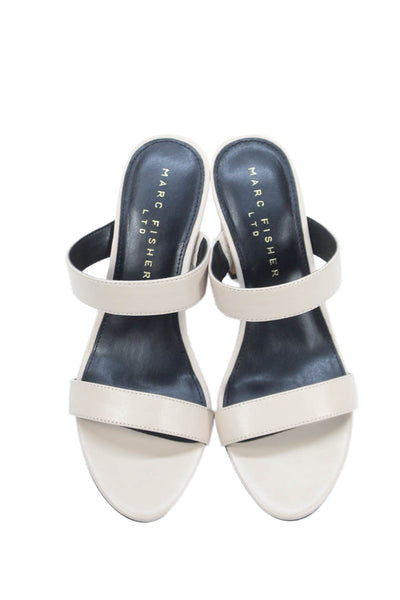 Marc Fisher Womens Leather Ltd Jessey Block Heels Shoes Light Natural Size 6M