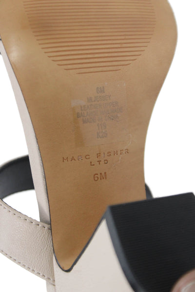 Marc Fisher Womens Leather Ltd Jessey Block Heels Shoes Light Natural Size 6M