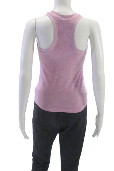 Athleta Women Pink Striped High Neck Sleeveless Nylon Tank Basic Size S