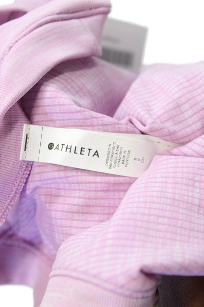 Athleta Women Pink Striped High Neck Sleeveless Nylon Tank Basic Size S