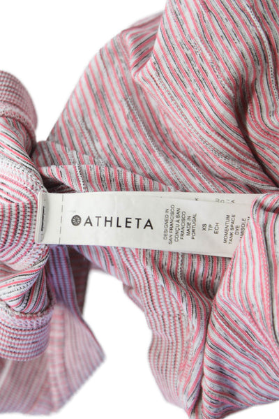 Athleta Women Basic Tank Striped Scoop Neck Sleeveless Nylon Multicolor Size XS