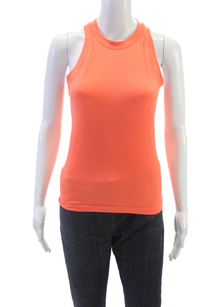 Athleta Women Basic High Neck Sleeveless Tank Orange Polyester Size S