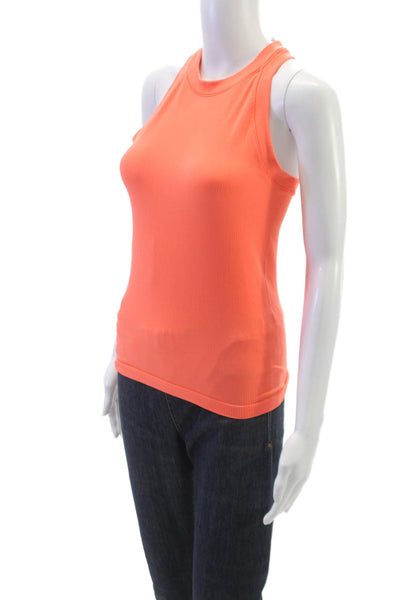 Athleta Women Basic High Neck Sleeveless Tank Orange Polyester Size S