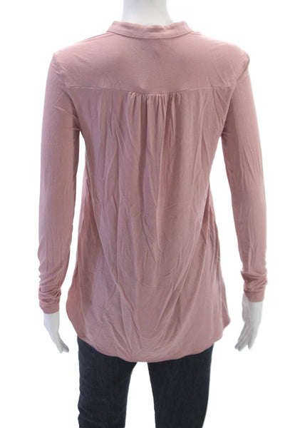 Max Mara Women Collared Tunic Blouse Pink Polyester Button Long Sleeve Size S
