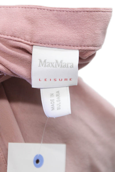 Max Mara Women Collared Tunic Blouse Pink Polyester Button Long Sleeve Size S
