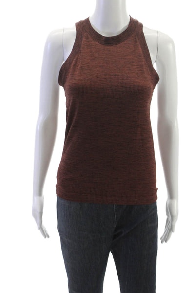 Athleta Women High Neck Basic Tank Brown Nylon Size S