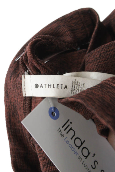 Athleta Women High Neck Basic Tank Brown Nylon Size S