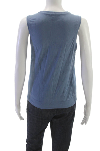 Athleta Women Basic Spotted Blue Nylon Sleeveless Tank Round Neck Size S
