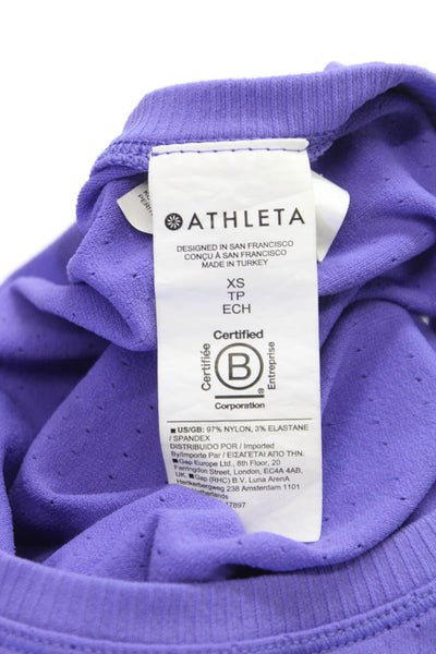 Athleta Womens Purple Basic Tank Nylon Spandex Crew Neck Pullover Size XS