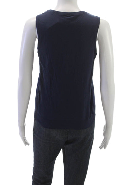 Athleta Women Blue Knit Basic Tank Round Neck Sleeveless Size S