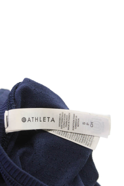Athleta Women Blue Knit Basic Tank Round Neck Sleeveless Size S