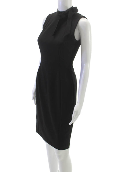 Calvin Klein Women Sheath Dress Black High Neck Knee Length Sleeveless Size 2