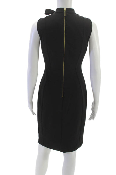 Calvin Klein Women Sheath Dress Black High Neck Knee Length Sleeveless Size 2