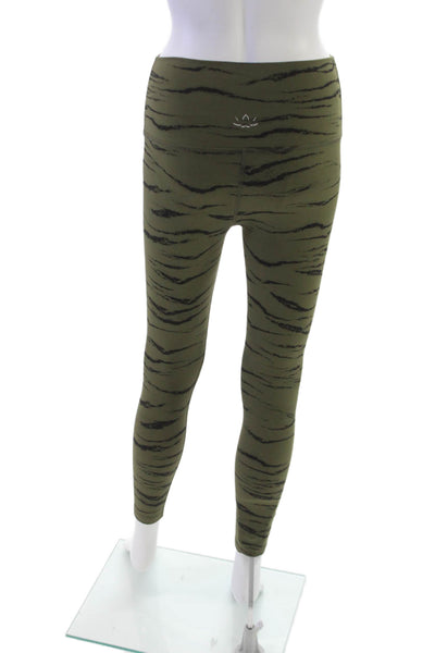 Beyond Yoga Women Ankle Leggings Green Animal Print Polyester Size XS