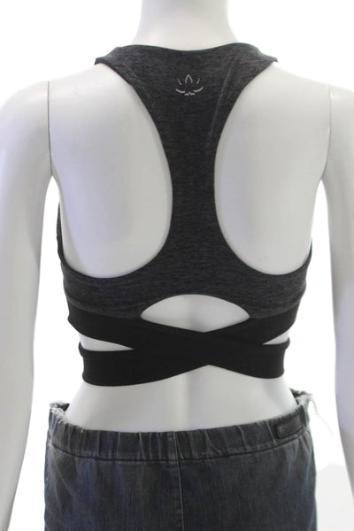 Beyond Yoga Womens High Neck Stretch Knit Sports Bra Gray Black Size Small