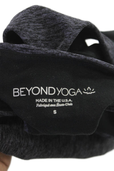 Beyond Yoga Womens High Neck Stretch Knit Sports Bra Gray Black Size Small