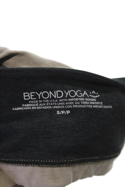 Beyond Yoga Womens Stretch Knit V Neck Sports Bra Black Brown Size Small