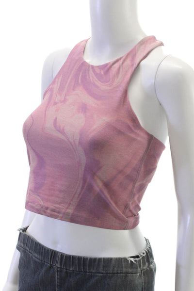 Beyond Yoga Women Cropped Tank Pink High-Neck Geometric Size S