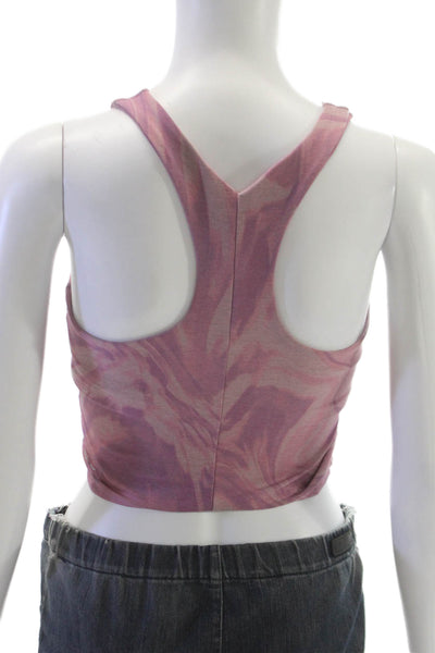 Beyond Yoga Women Cropped Tank Pink High-Neck Geometric Size S