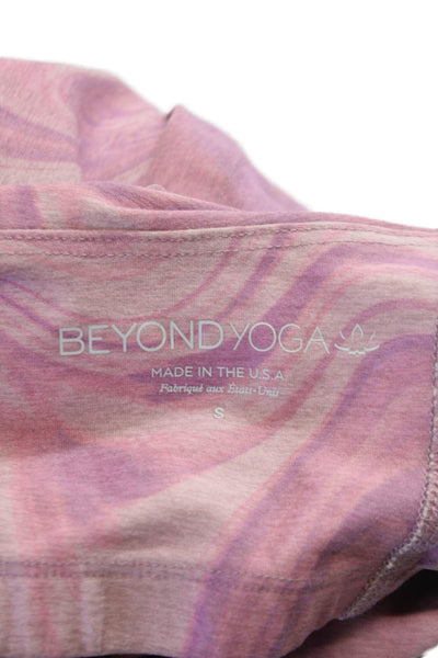 Beyond Yoga Women Cropped Tank Pink High-Neck Geometric Size S