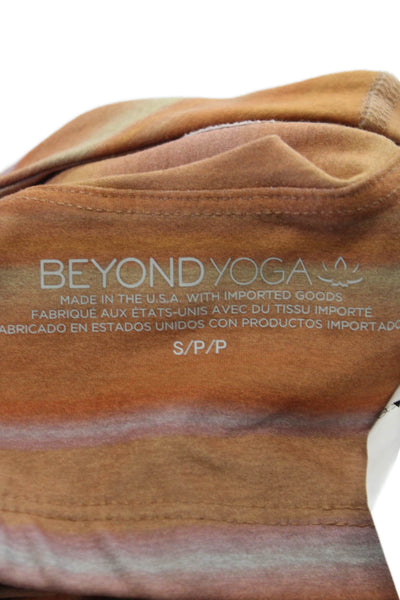 Beyond Yoga Womens Cropped Striped Tank Multicolor Round Neck Sleeveless Size S