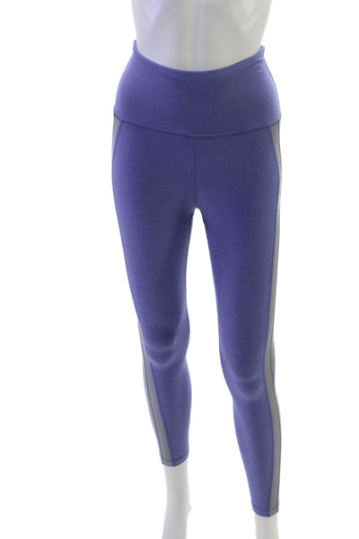 Beyond Yoga Womens Ankle Leggings Purple Striped Polyester Size S