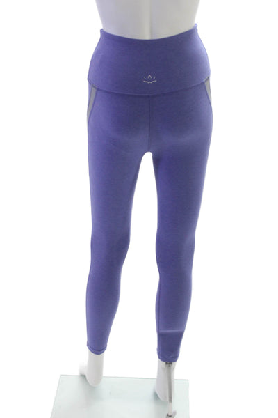 Beyond Yoga Womens Ankle Leggings Purple Striped Polyester Size S
