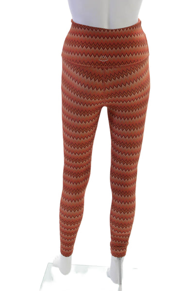 Beyond Yoga Womens Ankle Leggings Multicolor Chevron Recycled Poly Size XS