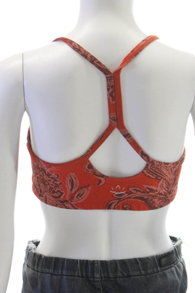 Beyond Yoga Womens Spaghetti Strap Scoop Neck Paisley Sports Bra Orange Medium