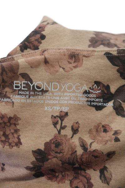 Beyond Yoga Womens Floral Sleeveless Square Neck Tank Beige Size XS