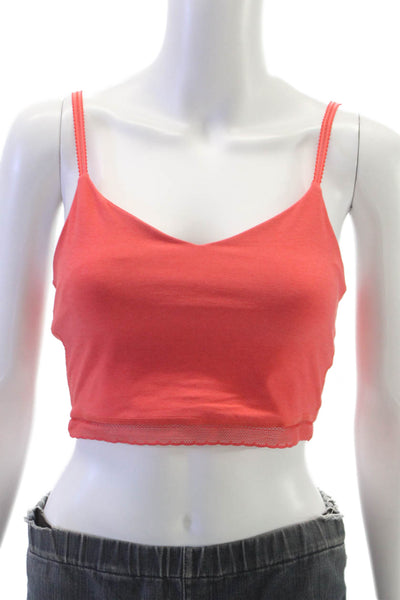 Beyond Yoga Womens Spaghetti Strap V Neck Lace Trim Sports Bra Red Size Small