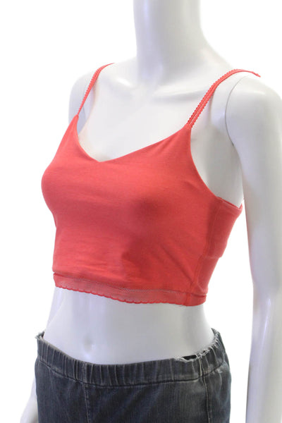 Beyond Yoga Womens Spaghetti Strap V Neck Lace Trim Sports Bra Red Size Small