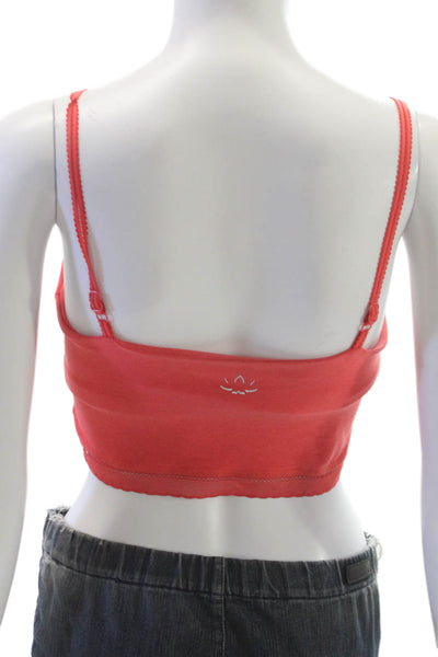Beyond Yoga Womens Spaghetti Strap V Neck Lace Trim Sports Bra Red Size Small