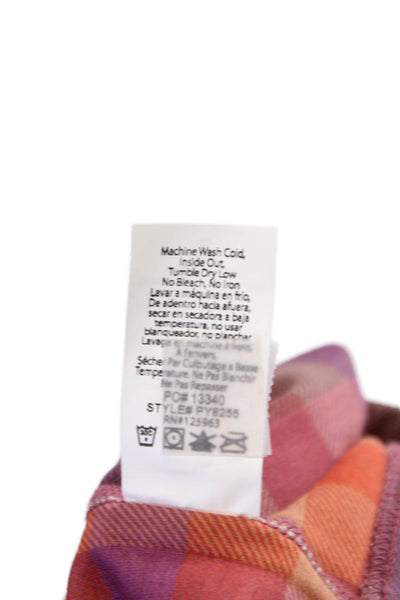 Beyond Yoga Womens Scoop Neck Plaid Sports Bra Orange Purple Size Small