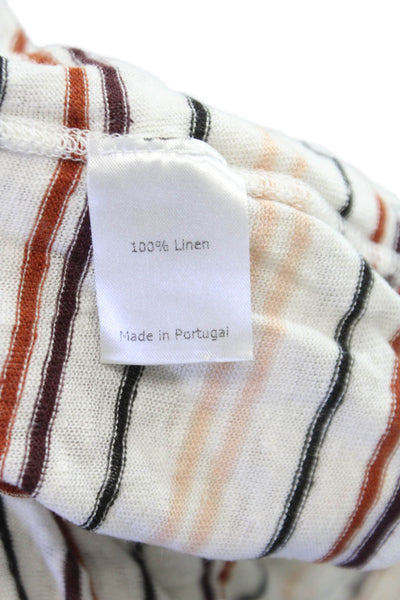 La Ligne Women Multicolor Linen Scoop Neck Basic T-Shirt Short Sleeve Size S