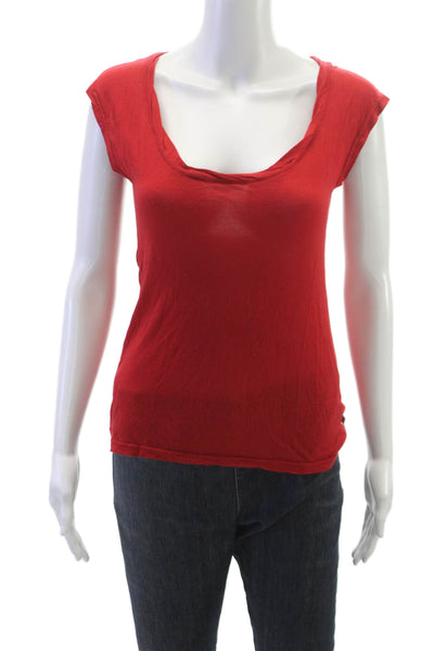 Standard James Perse Womens Basic Cowl Neck Cotton Short Sleeve Tee Red Size 1