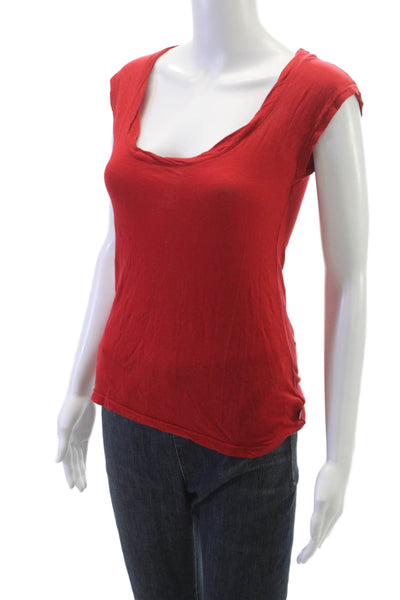 Standard James Perse Womens Basic Cowl Neck Cotton Short Sleeve Tee Red Size 1