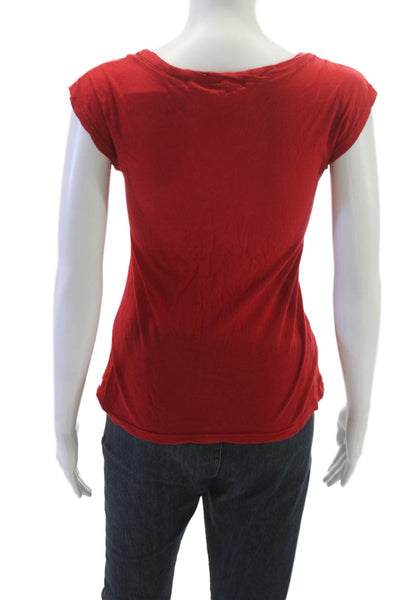 Standard James Perse Womens Basic Cowl Neck Cotton Short Sleeve Tee Red Size 1