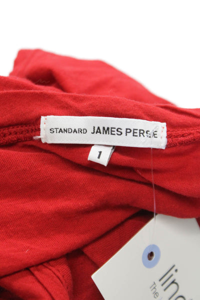 Standard James Perse Womens Basic Cowl Neck Cotton Short Sleeve Tee Red Size 1