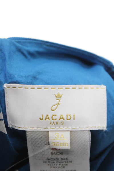 Jacadi Girls Back Zip Sleeveless Crew Neck Dragonfly Dress Blue White Size 2