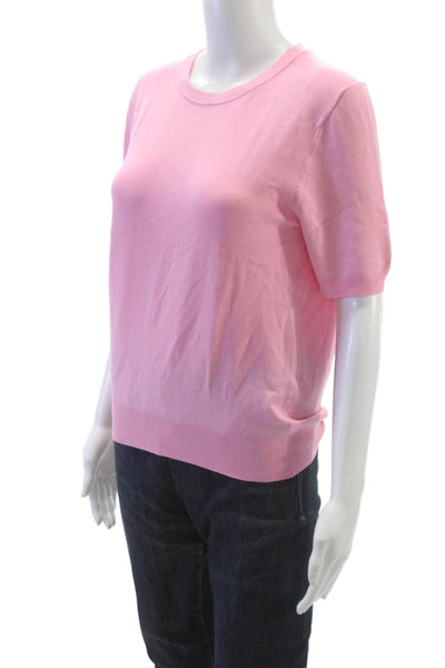 Zara Womens Pink Wool Crew Neck Short Sleeve Pullover Size XL